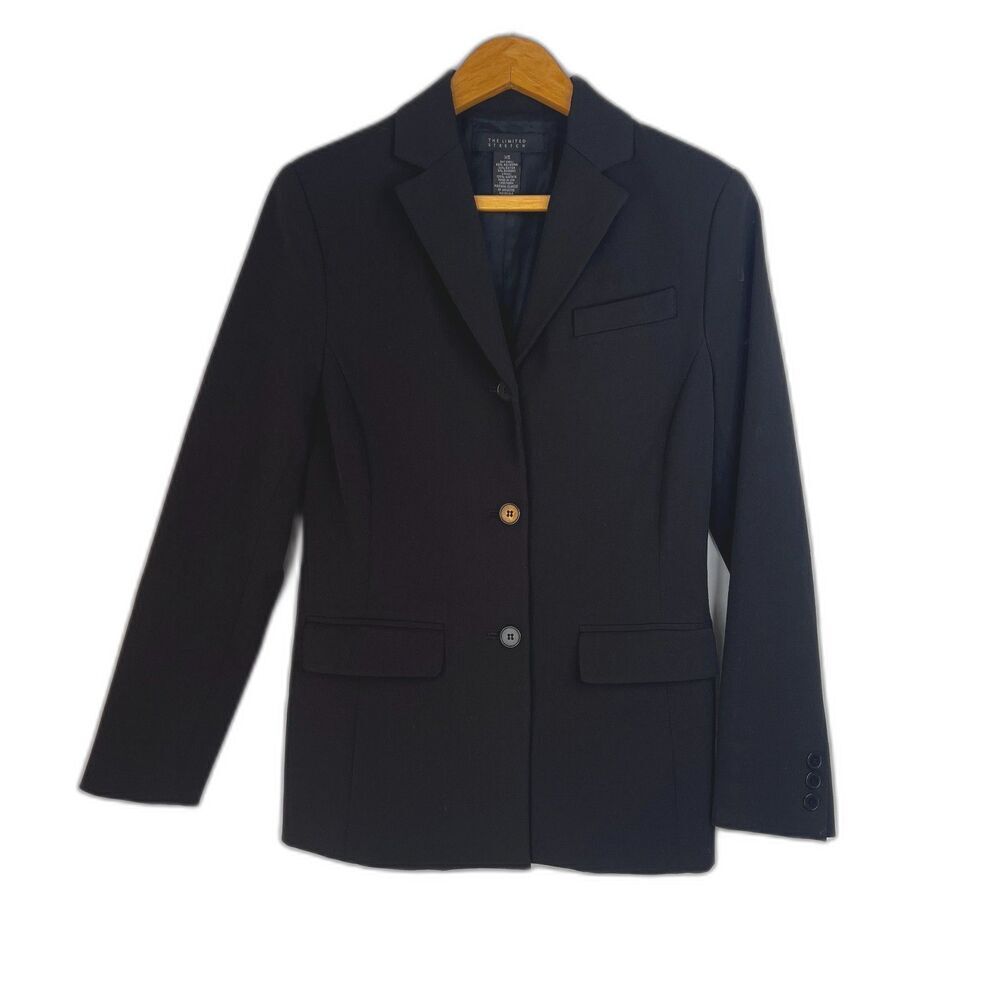 The Limited Stretch‎ Black Elevated Basic Straight Blazer Single Breasted SZ XS